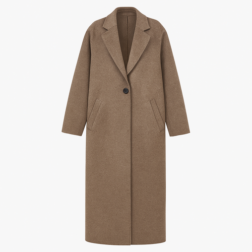 Abrigo entallado largo con solapas estructuradas y silueta recta