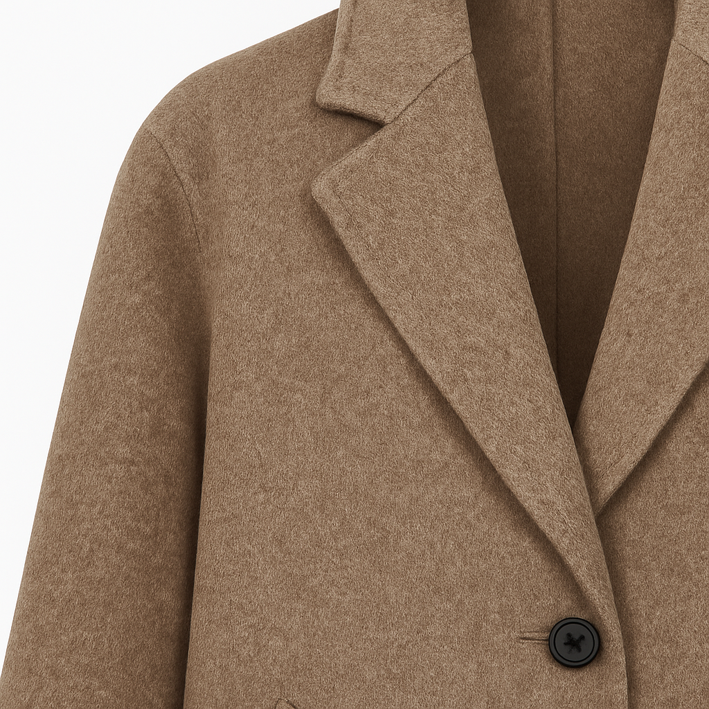 Abrigo entallado largo con solapas estructuradas y silueta recta