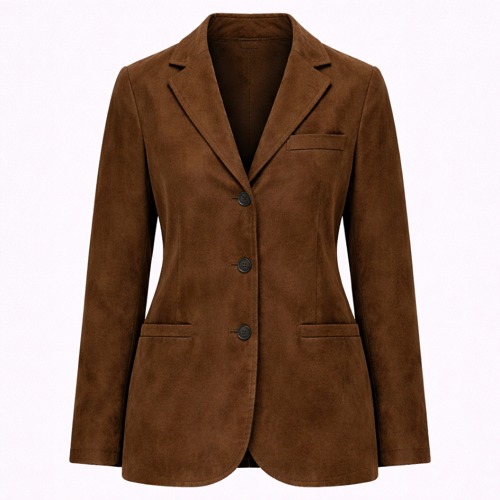 Chaqueta de ante con cierre de botones y cuello clásico para uso diario