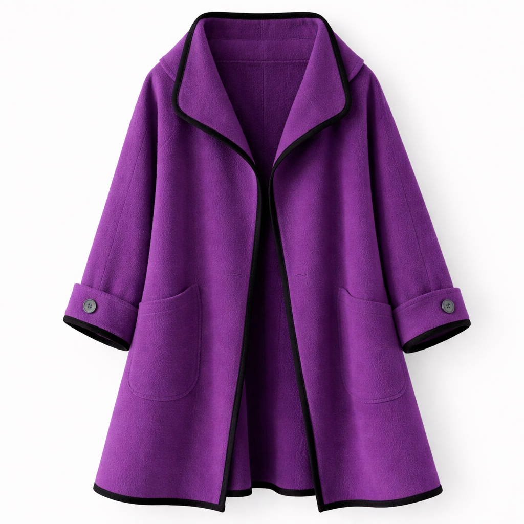 Abrigo de lana estructurado con ribetes en contraste y silueta definida