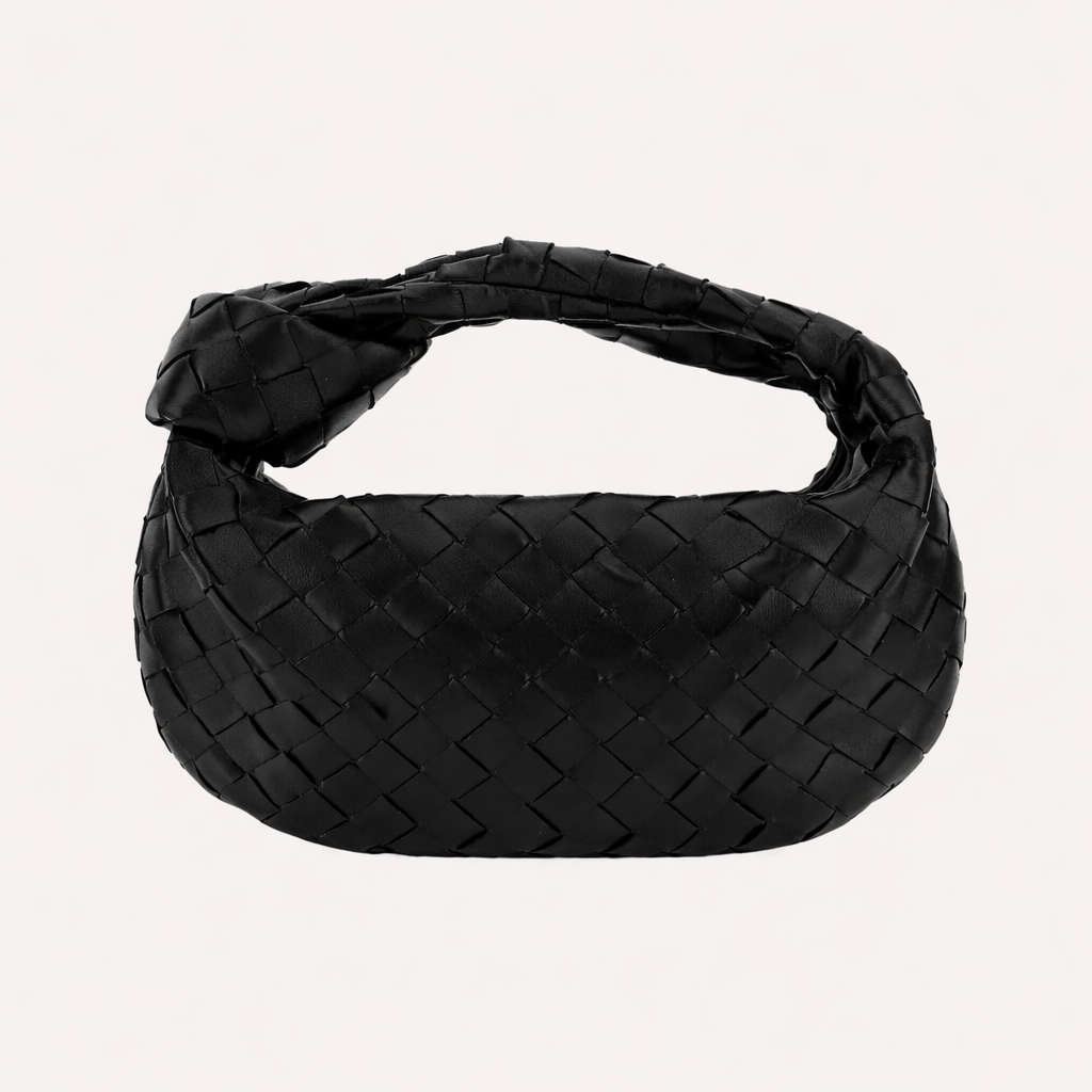 Un bolso pequeño de mano con diseño tejido y asa superior