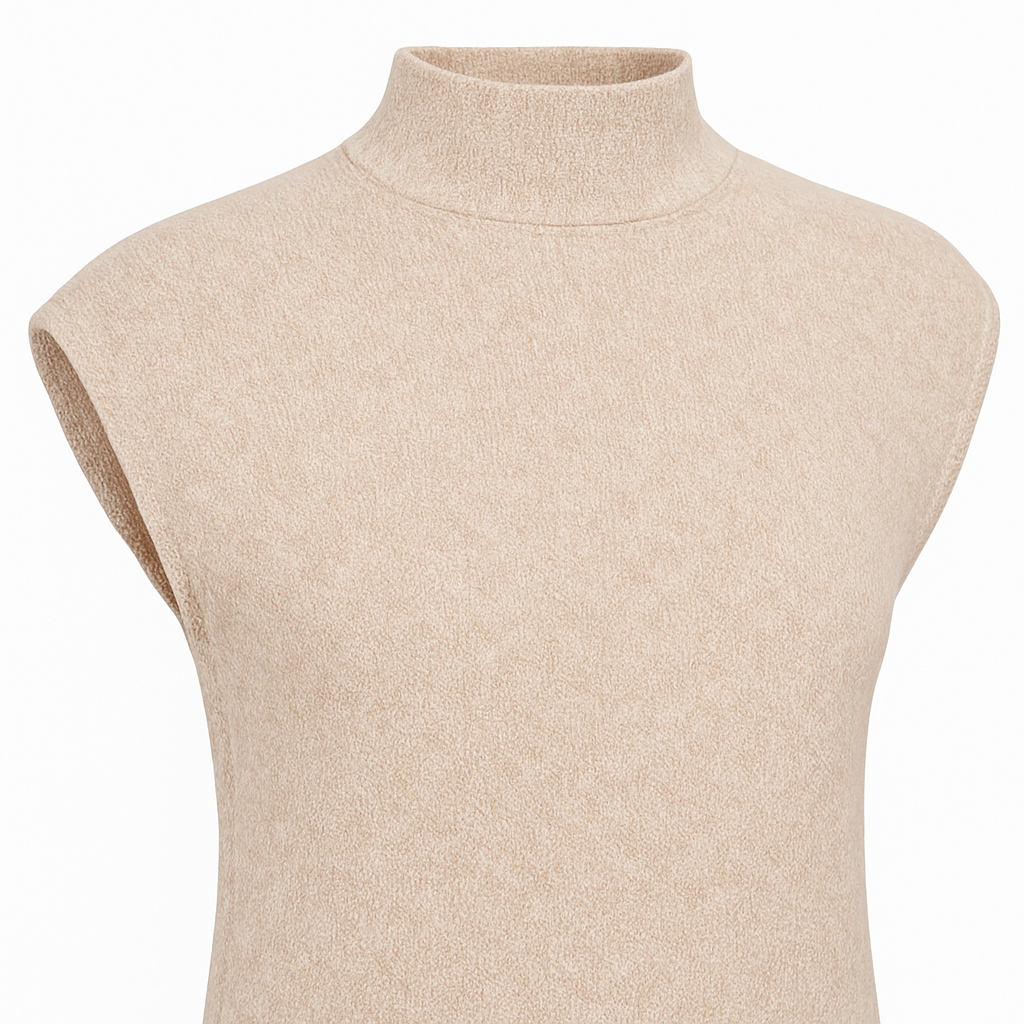 Top sin mangas de punto neutro con cuello alto