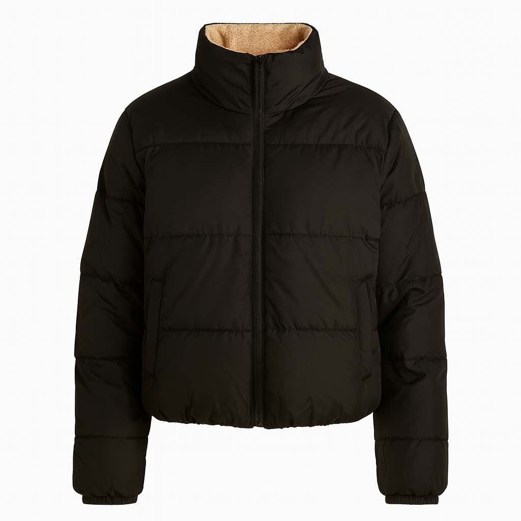 Chaqueta acolchada con cuello alto y forro interior suave, ideal para looks invernales casuales